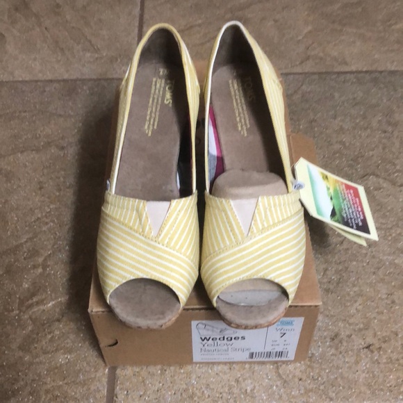 Toms Wedges - Yellow stripe - women 7 - Picture 3 of 4
